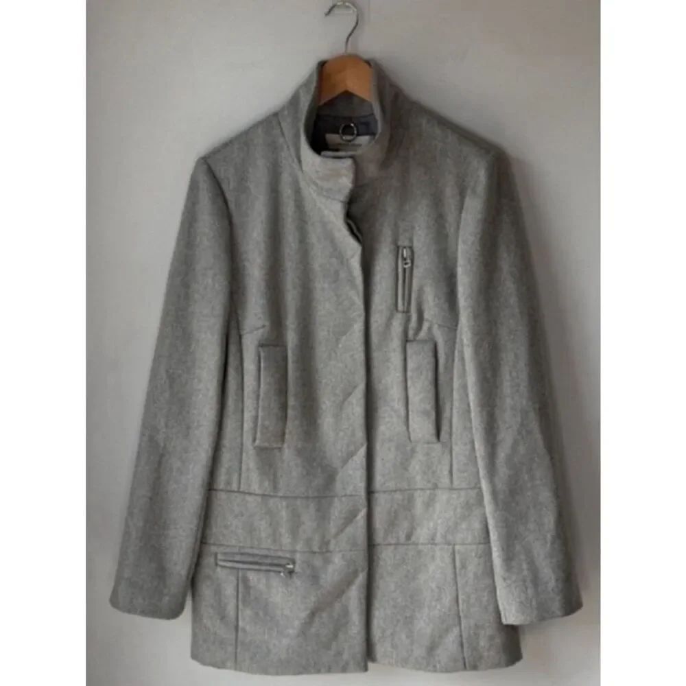 By Malene Birger Wool Military Style Elegant Gray Pea Coat
